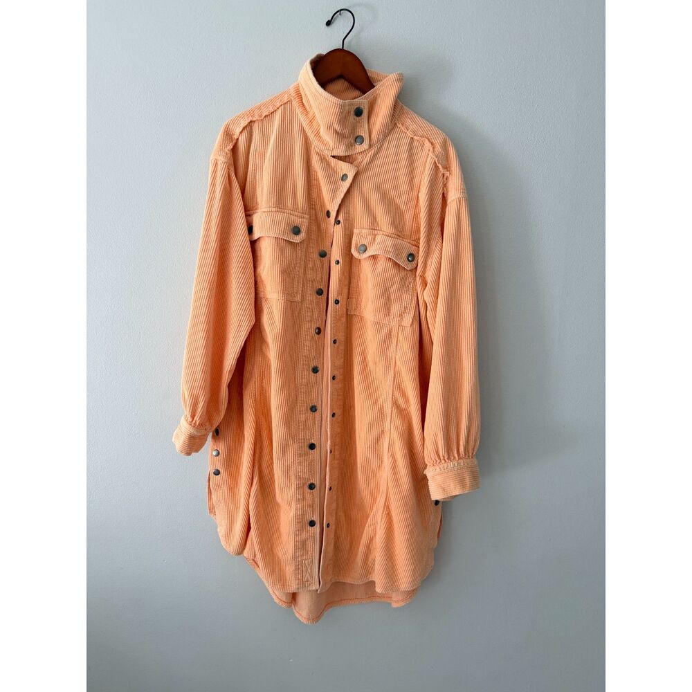 We The Free Peach Snap Button Up Sweater Medium